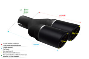 Universal Exhaust Tail Pipe Muffler Tip round 70mm lenght 200mm mounting diameter 60mm
