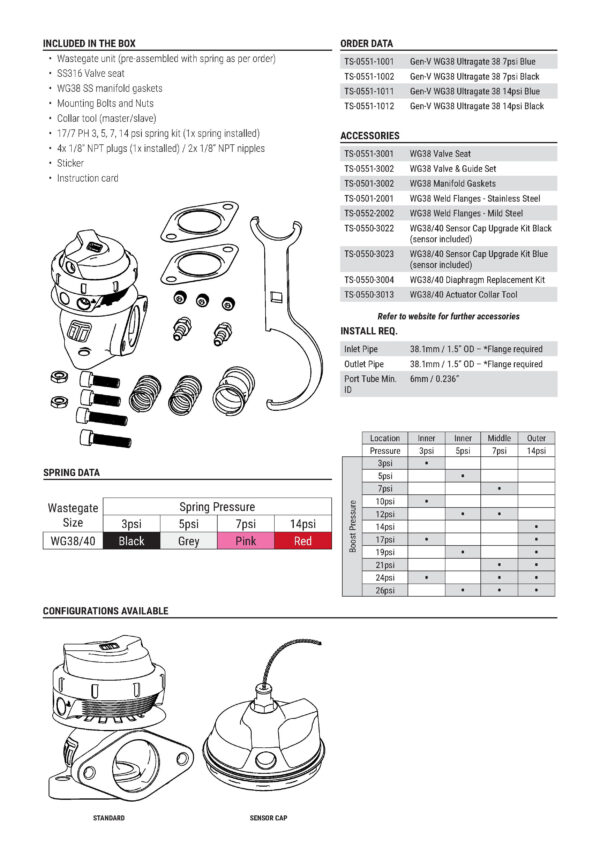 Turbosmart wastegate WG38 GenV Ultragate 38 14psi Black