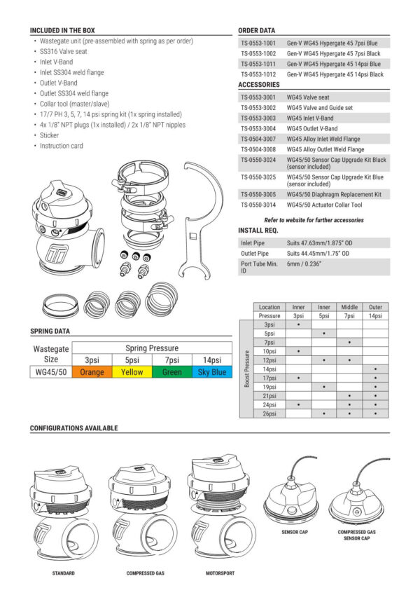 Wastegate Turbosmart TS-0553-1014 GenV Hypergate 45 14psi