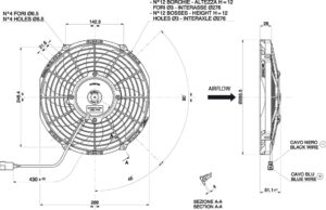 Axial suction radiator cooling fan SPAL 12V VA11-AP7/C-57A (255 MM)