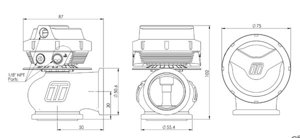 wg40-webstore-tech-drawing_04-1 Wastegate Turbosmart TS-0552-1011 WG40 GenV Compgate 40 14psi