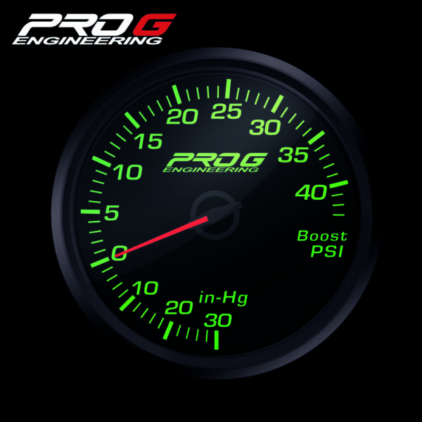 Pro G Race Series RC gauge, boost 40 PSI GREEN 60mm