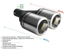 Universal Exhaust Tail Pipe Muffler Tip round 100mm lenght 230mm mounting diameter 60mm